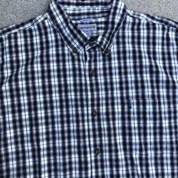 Vintage CARHARTT Button Up Shirt 3XL Men's Plaid Relaxed Fit Long Sleeve Top - Picture 3 of 10
